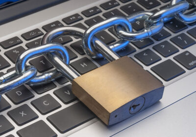 lock and chain on a laptop